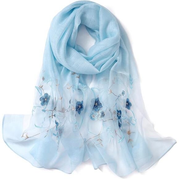 Women Silk & Wool Long and Large Scarf Shawl Wrap For Evening Dress - Picture 6 of 6